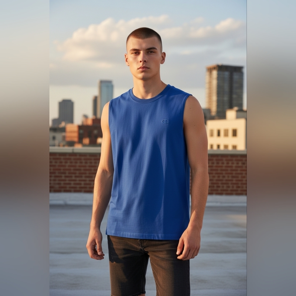 Champion Men's Blue Sleeveless Shirt